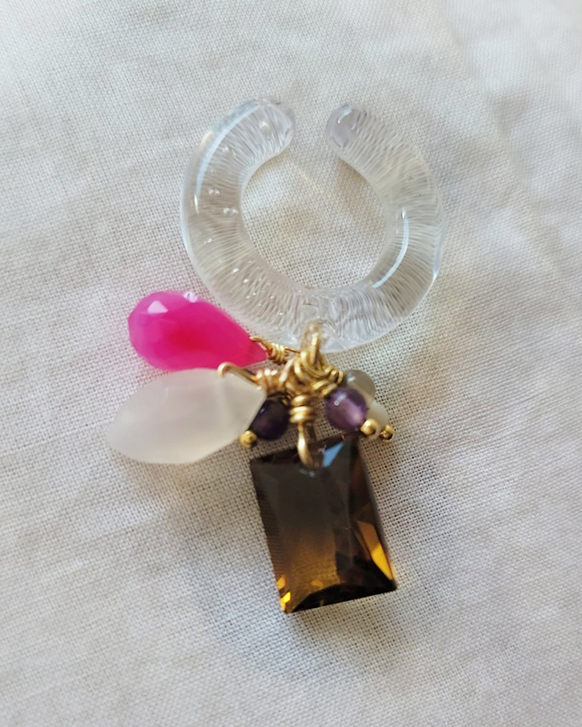 ビアクオーツ×カルセドニー イヤーカフ