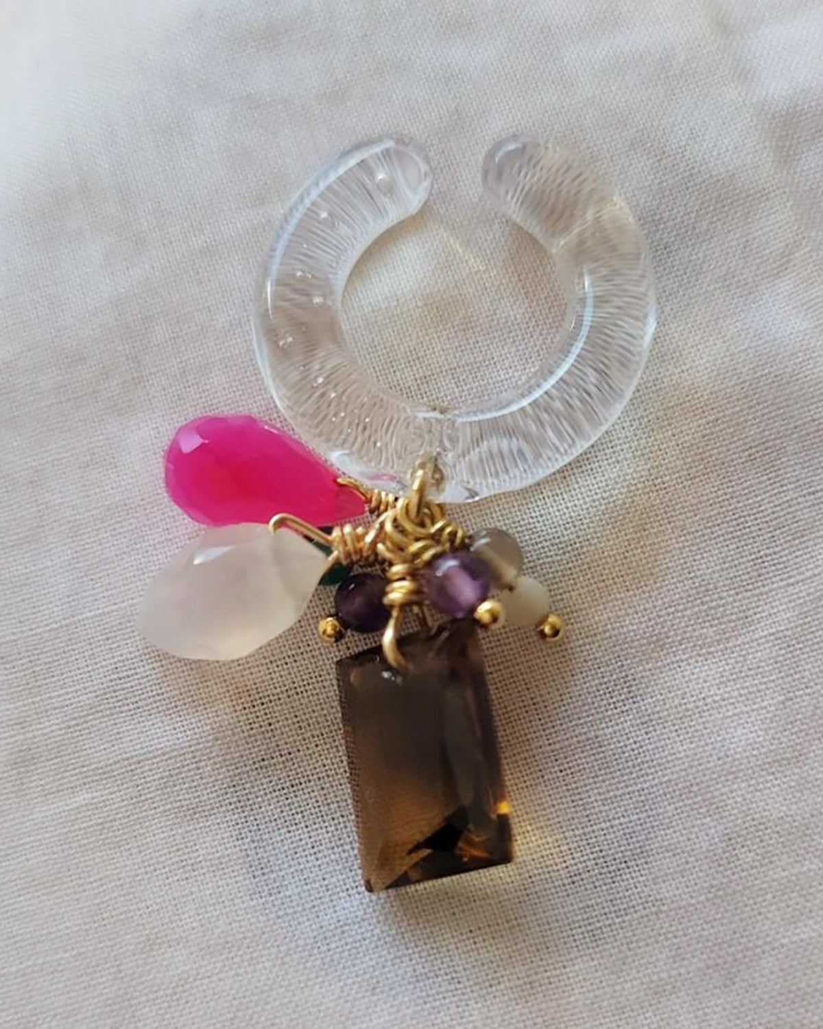 ビアクオーツ×カルセドニー イヤーカフ