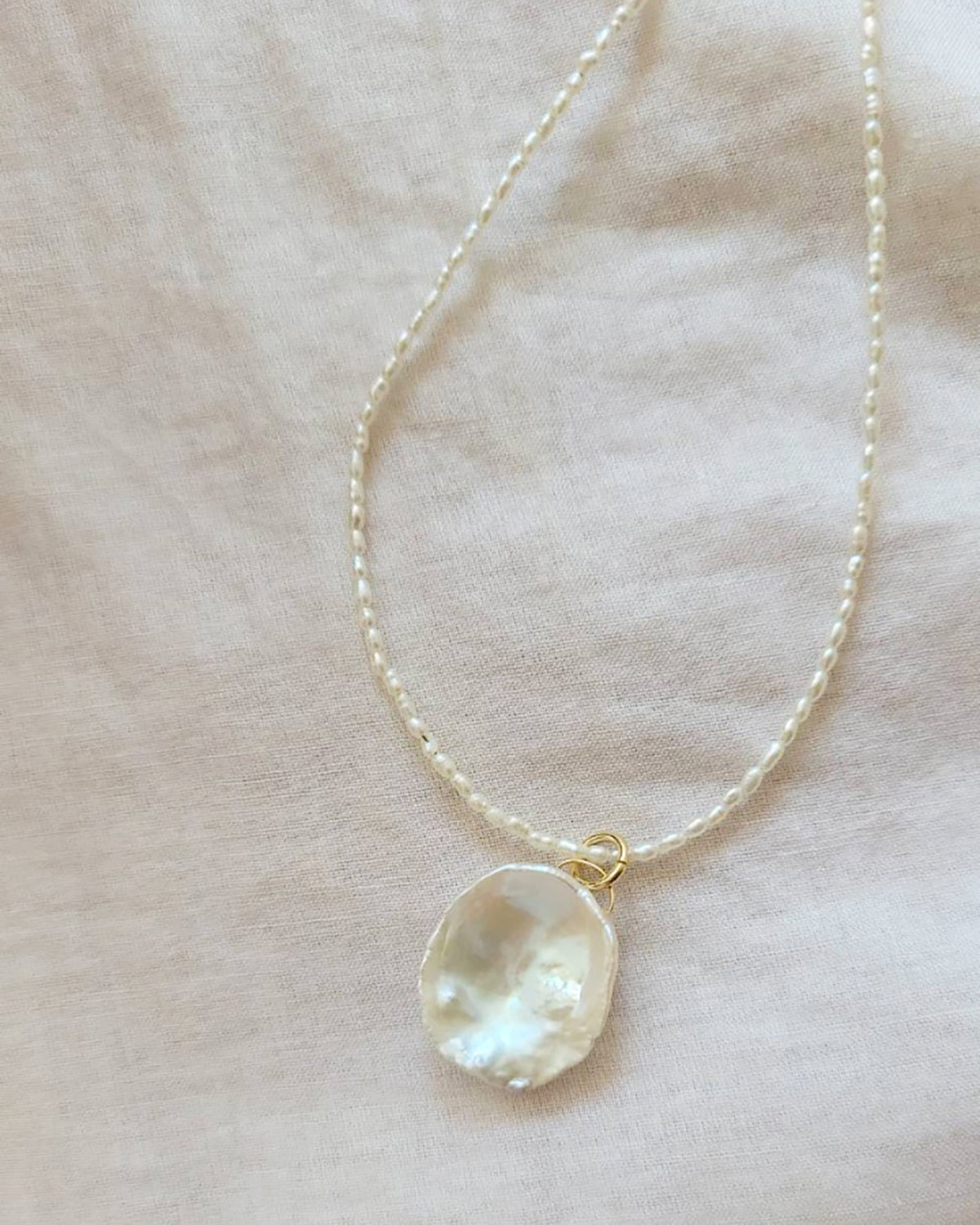 ペタルパールシンプルヘッド&ケシパールネックレス Pearl & Keshi 